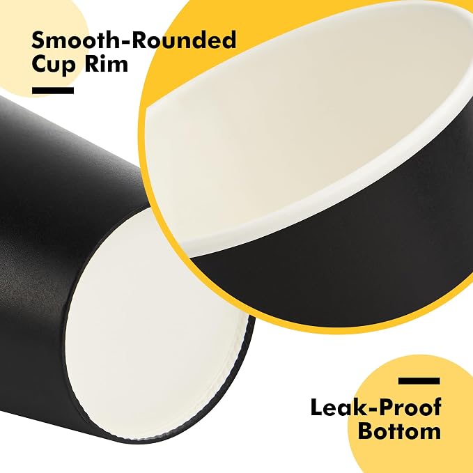 RACETOP 16 oz 100 Pack Black Disposable Coffee Cups - Image 5