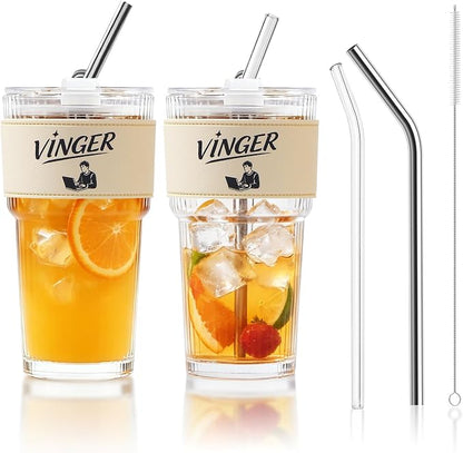 VINGER 20 oz Ribbed Glass Tumblers by VINGER