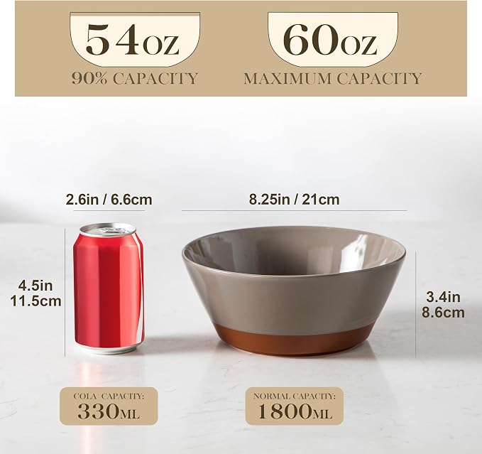 MALACASA Salad Bowls Set of 4, Soup Bowls - Image 2