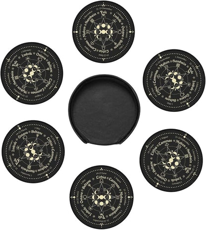 Mystic Witchy Leather Drinks Coasters - Image 4