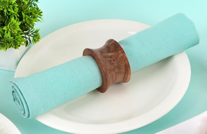 Acacia Wood Napkin Rings, rustic farmhouse style, 2.25x2.25x1.25 in each - Image 5