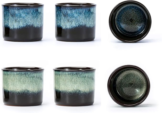 Japanese Tea Cups Set of 6, Ceramic Teacups, 2.5Oz Ceramic Handleless Cup Set by Lavinttostory