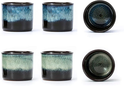 Japanese Tea Cups Set of 6, Ceramic Teacups, 2.5Oz Ceramic Handleless Cup Set by Lavinttostory