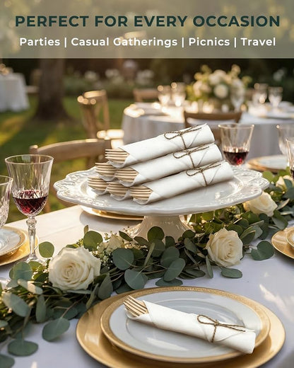 Pre Rolled Bamboo Silverware Set - Image 2