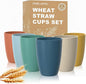 Wheat Straw Cups, Plastic Cups Unbreakable Drinking Cups Set of 6, Reusable by Perlapoc