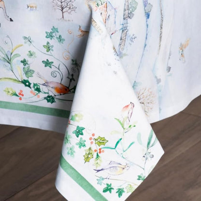 Maison d' Hermine Table Cloth Square Table 100% Cotton 54 x 54 Inches Fall Tablecloth Reusable Everyday Use for Thanksgiving Christmas Decorations Dining Farmhouse Party (Snowy World)