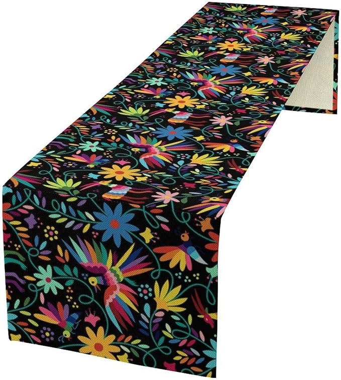 Mexican Fiesta Table Runner Abstract Pattern Cinco De Mayo Dia De Los Muertos - Image 2