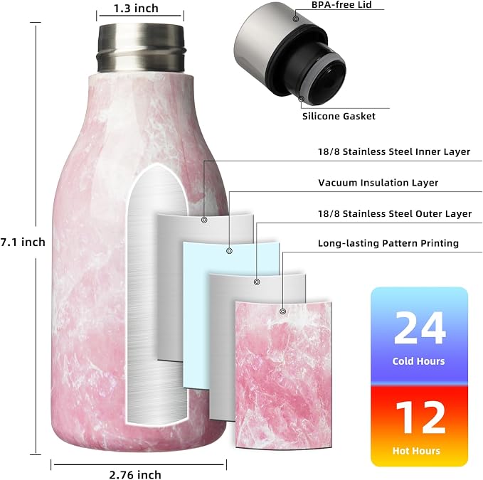 BJPKPK 12oz Insulated Water Bottle, Stainless Steel Bottle - Image 3