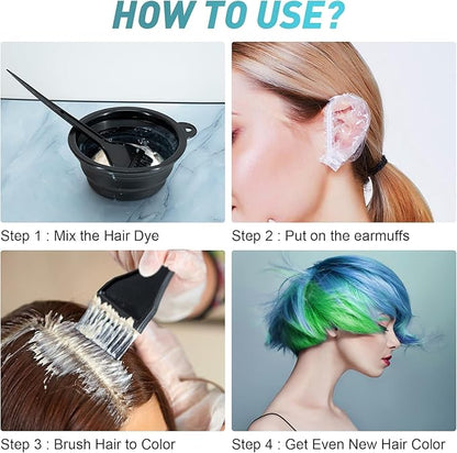 12 Pcs Professional Hair Bleach Kit Hair Coloring Products with Hair Dye Brush, Hair Color Bowl, Earmuffs, Hair Clips for Salon Hair Dye, Hair Color at Home, Hair Bleaching
