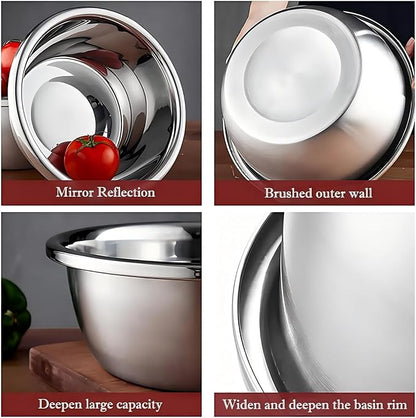 meleg otthon Stainless Steel Mixing Bowl, 23 Quart Salad Bowl, Metal Bowls, Stainless Steel Basin, Heavy Duty Deeper Edge Mirror Finish Dishwasher Safe Bowl