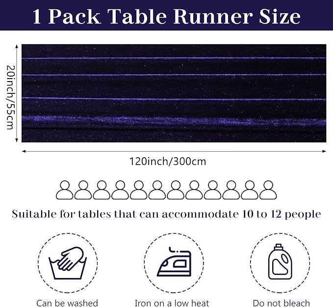 Velvet Table Runner 20 x 120 Inches 10ft Luxurious Thick Soft Velvet Christmas - Image 2