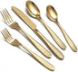 Gold Hammered Silverware Set, 20 Piece Stainless Steel Heavy Duty Flatware Set for 4, Food-Grade Tableware Cutlery Set for Home Restaurant, Mirror Polished, Dishwasher Safe