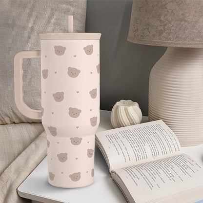SANDJEST Bear Tumbler with Handle, Insulated Cup Stainless Steel Travel Mug Cup - Image 6