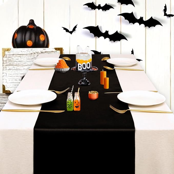 Black Table Runners 20 Pack 12x108 inch Silk Satin Smooth Fabric | Satin Table - Image 6