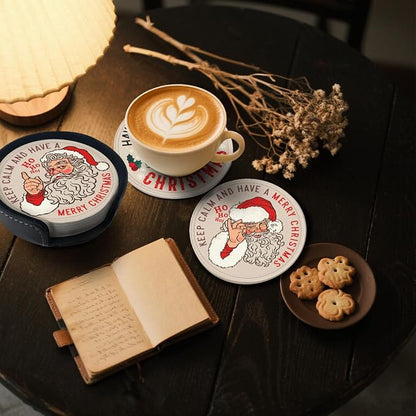 6 Pcs Christmas Santa Claus Drink Coasters - Image 2