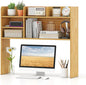 Tangkula Desktop Bookshelf for Computer Up to 32”, 37” Countertop Storage Hutch with 6 Storage Shelves, 3-Tier Desktop Organizer Display Rack, Wooden Desk Hutch for Dorm Home Office (Burlywood)