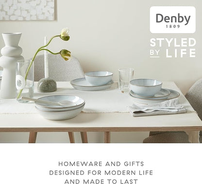 Denby - White Speckle Medium Plates Set of 6 - White Reactive Glaze Neutral Patterned - Dishwasher, Microwave Safe Crockery 8.25" - Ceramic Stoneware Tableware - Chip & Crack Resistant
