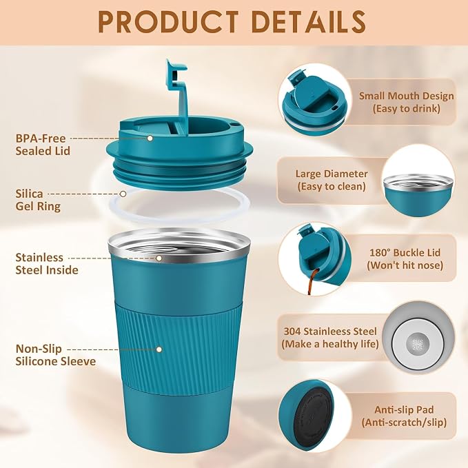 KETIEE Travel Coffee Mug 12oz: Insulated Coffee Cup - Image 6