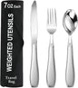 Weighted Utensils for Hand Tremors and Parkinson's Patients-Adaptive Utensils-3 Piece Set Weighted Silverware for Elderly, Arthritis, Weak Hand Grip.Gifts for Parkinsons Patients