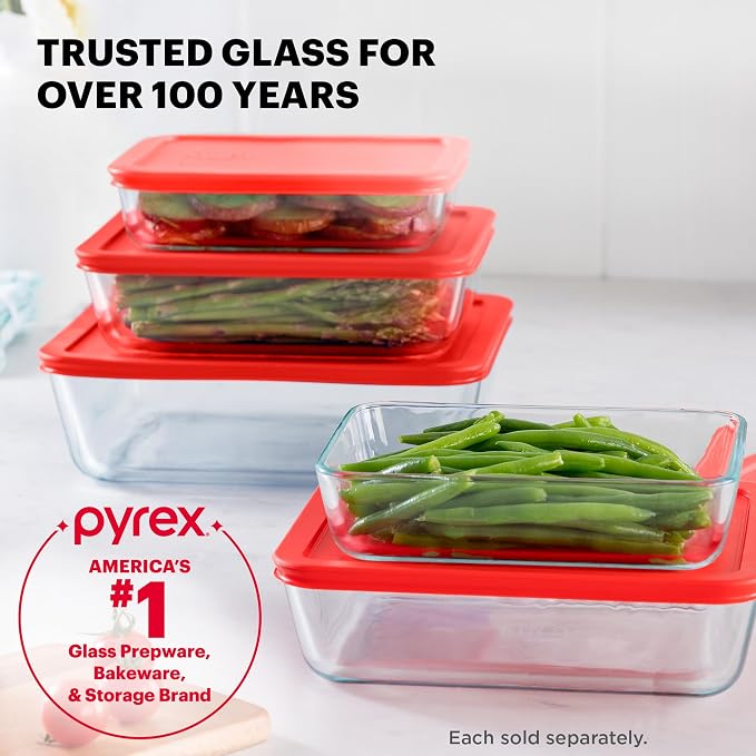 Pyrex Simply Store Glass Food Storage Container, Snug Fit Non-Toxic Plastic - Image 6