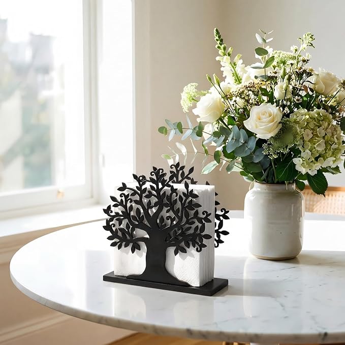 Tree of Life Napkin Holder for Tables Black Tree Napkin Holder Wooden Cocktail - Image 4