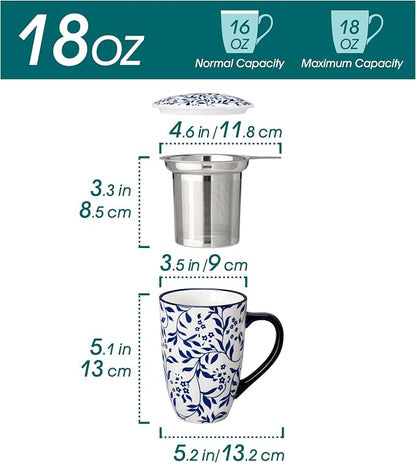 vancasso SELENE Porcelain Tea Mug, 18 oz Porcelain Tea Cup - Image 2