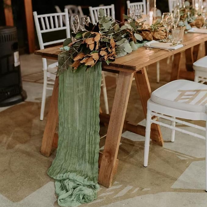 6Pack Sage Green Cheesecloth Table Runner 17x108inch Sheer Table Runner | Sage - Image 7