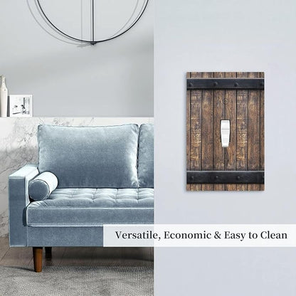 Decorative Light Switch Cover Rustic Barn Door Vintage Country Wood Board 1 Gang Wall Plate Cover Single Toggle Outlet Covers Switchplate Electrical Faceplate for Farmhouse Cabin Decor（2 Pack）