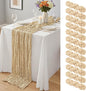 12 Pack Beige Cheesecloth Table Runner 10Ft, Gauze Table Runners 21.5 x 120 inch by Yemosa