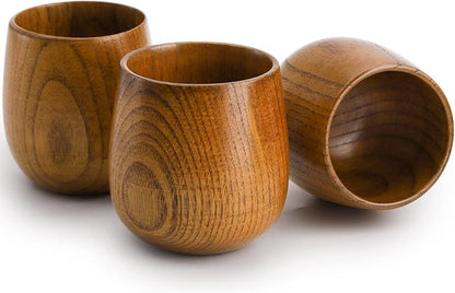 Hiceeden 6 Pack Wooden Tea Cups, 5 Oz Japanese Tea Cups Handmade Natural Wood - Image 3
