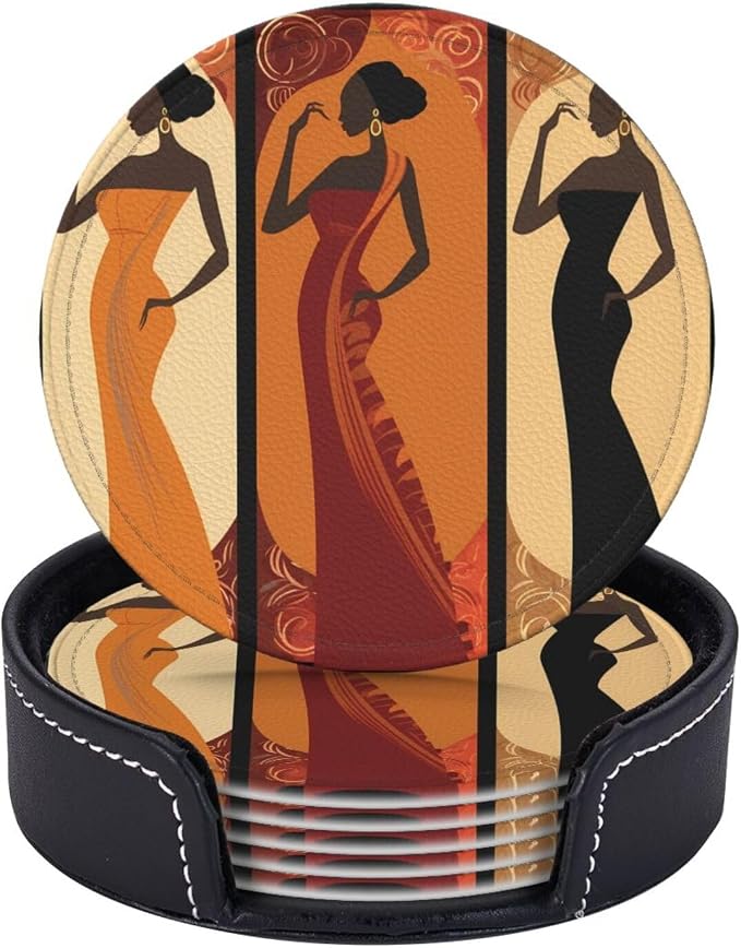 Women Leather Coasters Set of 6 - Image 2
