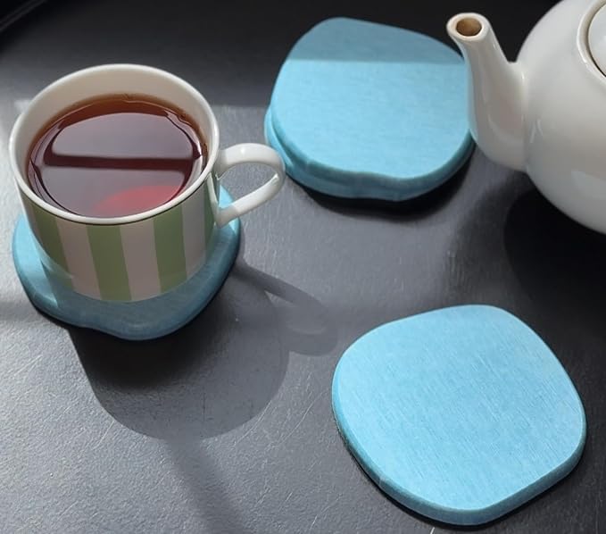 Stone Coasters Set of 4 Ocean Blue, Absorbent Diatomaceous Earth Coastal Decor - Image 7