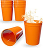PartyPrints 10 Pack 16 oz Orange Reusable Blank Plastic Cups, Stadium Cups Bulk by PartyPrints