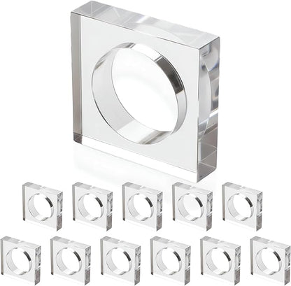Acrylic Square Napkin Rings, 2.25x2.25x0.5 in each, glossy scratch-resistant by CLEENTABLE