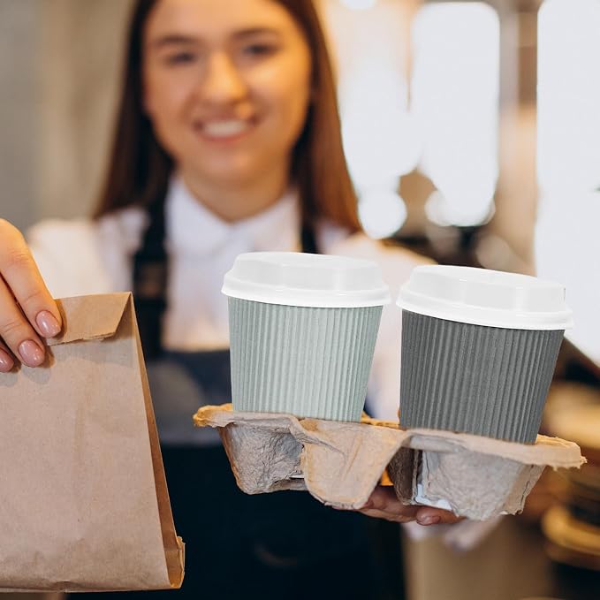 Whaline 100Pcs Gray Disposable Coffee Cups - Image 6
