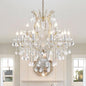 Modern Gold Chandelier Light Fixture - Large Maria Theresa Crystal Chandeliers for Dining Room, Kitchen Island, Living Room, Bedroom, 15 Lights, 2 Layers