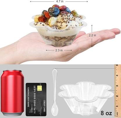 TOFLEN 8 oz Dessert Cups with Spoons, 200 Pack | Clear Plastic, Disposable - Image 2