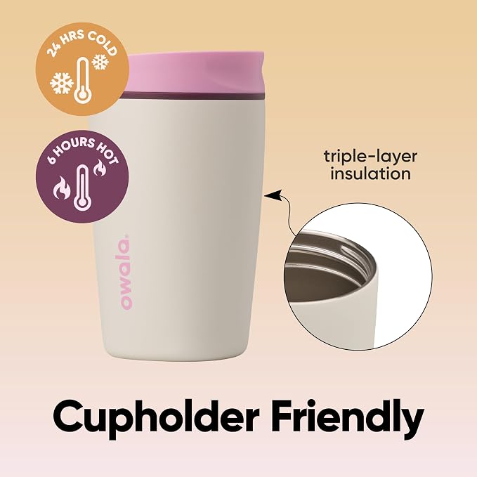 Owala SmoothSip Slider Insulated Stainless Steel Coffee Tumbler, Reusable Iced - Image 3