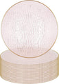 PARTY BARGAINS 13-Inch Charger Plates - 16 Pack, Hammered Pink Gold Rim, Heavy-Duty Disposable Chargers for Elegant Dining - Ideal for Weddings and Formal Events