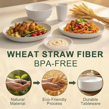 Dinnerware Sets for 8, Wheat Straw Plate and Bowl Set, Unbreakable Kitchen Set - Image 3