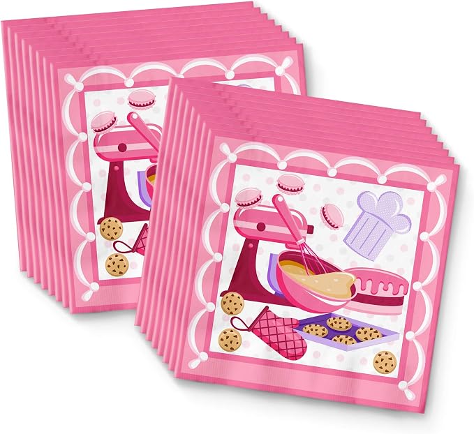 Little Baker Birthday Party Supplies Set Plates Napkins Cups Tableware Kit - Image 5