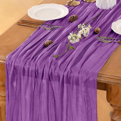 Purple Cheesecloth Table Runner 160 Inches 14 Ft Gauze Table Runner | Summer - Image 5
