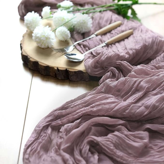 Efavormart 10ft Violet Amethyst Cheesecloth Table Runner - Image 7