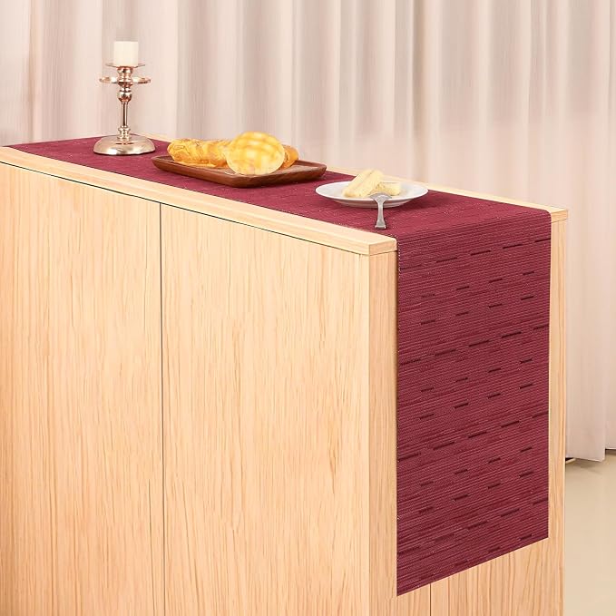 Table Runner 72 Inches Long, Vinyl Woven Heatproof Table Runners | Washable - Image 6