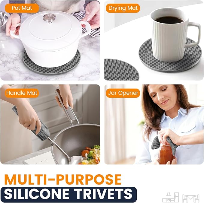 Silicone Trivet Mats 4 Heat Resistant Pot Holders Multipurpose Non-Slip Hot Pads - Image 3