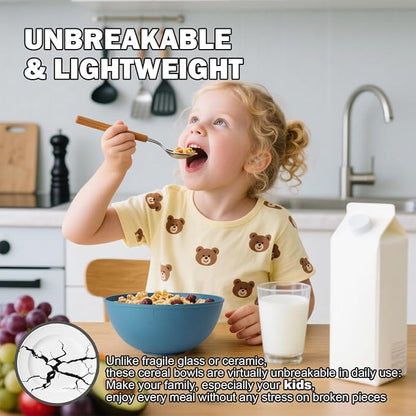 Cereal Bowls 40 OZ Set of 6, Unbreakable Lightweight Bowls Set, Microwave & - Image 8