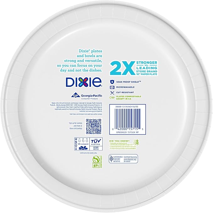 Dixie Large Paper Plates, 10 Inch, 2X Stronger, Microwave-Safe, Soak-Proof - Image 8