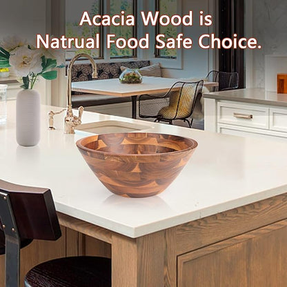 AIDEA Acacia Wood Serving Bowl for Fruits or Salads, Wooden Single Salad Bowl - Image 7