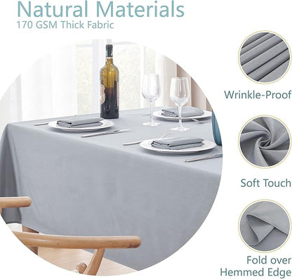 Textured Rectangle Tablecloth 52x70 inch Table Cloth Water Resistant Wrinkle Free Spill-Proof, Decorative Fabric Table Cover Washable for Banquet Parties Event Holiday Dinner, Light Grey