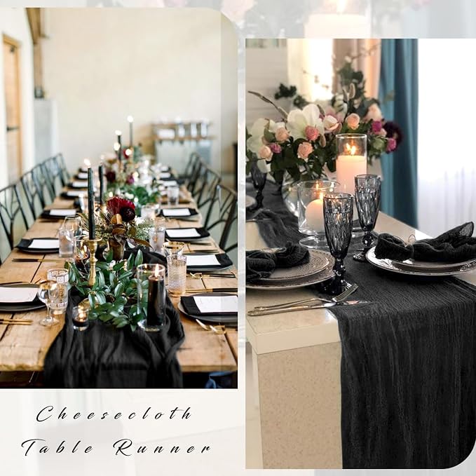 Black 6 Pcs Cheesecloth Table Runner 10FT Gauze Fabric Boho Cheese Cloth Table - Image 5